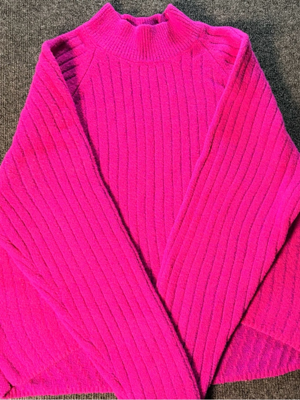Express Hot Pink Ribbed Mock Neck Sweater - Picture 5 of 8
